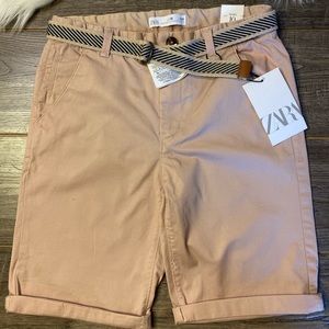 New Zara boys textured cotton blend shorts